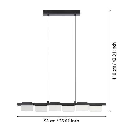 Eglo 98876 - Підвісна LED люстра з регулюванням яскравості ERVIDEL 6xLED/4,5W/230V