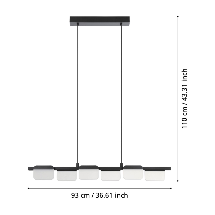 Eglo 98876 - Підвісна LED люстра з регулюванням яскравості ERVIDEL 6xLED/4,5W/230V