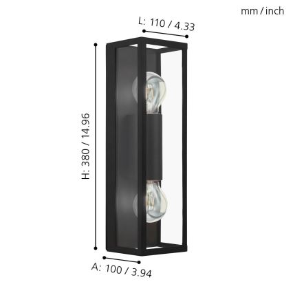 Eglo - Настінний світильник для ванної кімнати 2xE27/60W/230V IP44