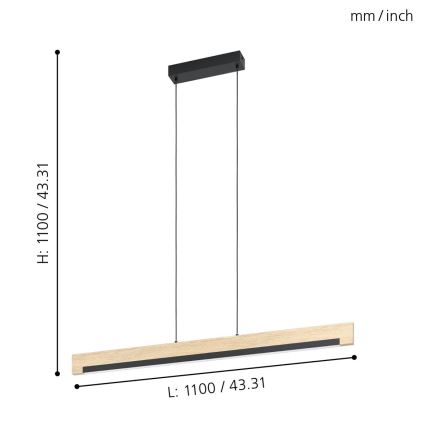 Eglo - Світлодіодна підвісна люстра з регульованою яскравістю LED/25,5W/230V