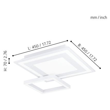 Eglo - LED RGB Стельовий світильник з регулюванням яскравості SAVATAEILA-C LED/20W/230V