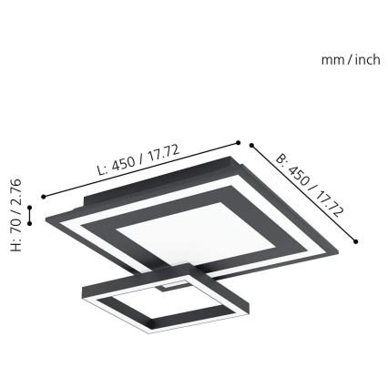 Eglo - RGB Стельовий LED світильник з регулюванням яскравості SAVATAEILA-C LED/20W/230V