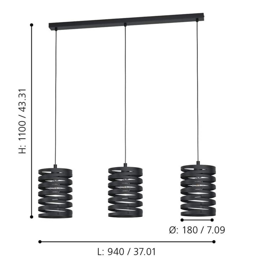 Eglo - Люстра на мотузці 3xE27/40W/230V