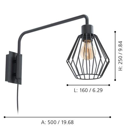 Eglo 99349 - Настінний світильник TABILLANO 1xE27/40W/230V