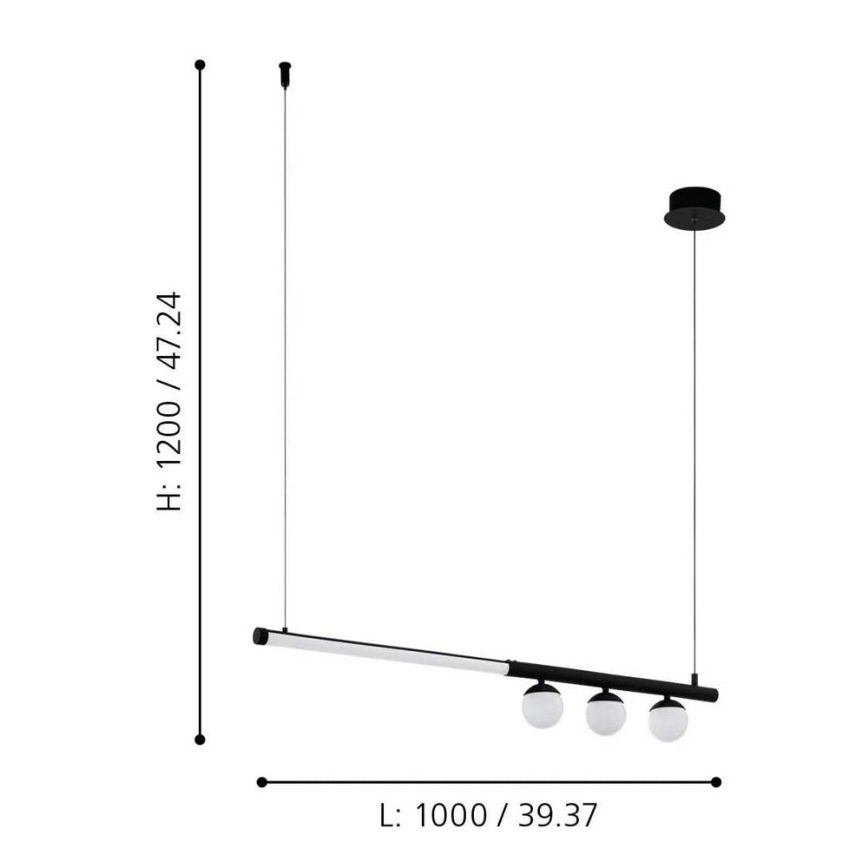 Eglo 99376 - Светодиодная подвесная люстра на тросе PHIANEROS LED/22W/230V
