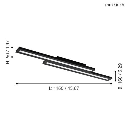 Eglo - LED RGB Стельовий світильник з регулюванням яскравості SALITERAS-C 2xLED/10W/230V