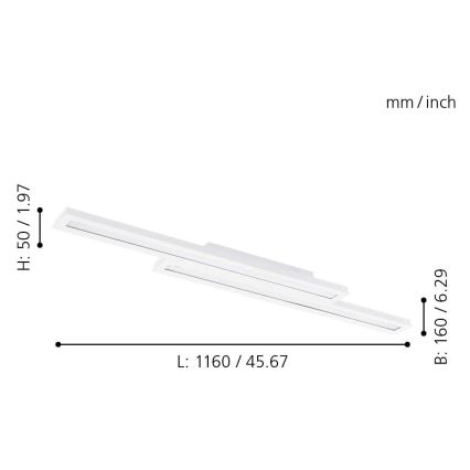 Eglo - LED RGB димерний стельовий світильник SALITERAS-C 2xLED/10W/230V