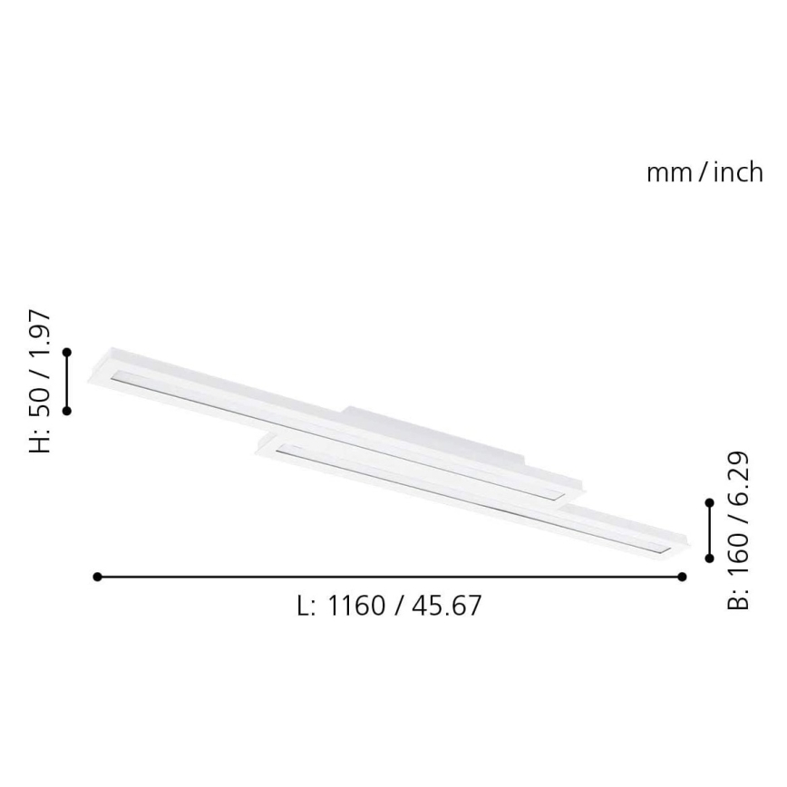 Eglo - LED RGB димерний стельовий світильник SALITERAS-C 2xLED/10W/230V