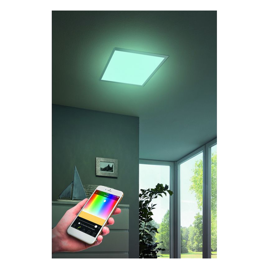 Eglo - LED RGB стельовий світильник SALOBRENA-C з регулюванням яскравості LED/16W/230V 30x30 см + пульт дистанційного керування