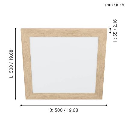 Eglo 99471 - LED потолочный светильник PIGLIONASSO LED/20 Вт/230 В 500x500 мм