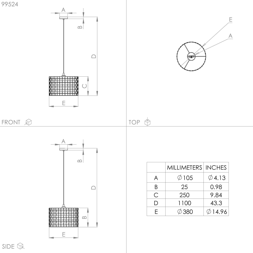 Eglo - Підвісна люстра 1xE27/40W/230V ⌀ 38 см