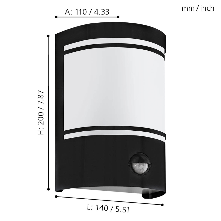 Eglo - Уличный настенный светильник с датчиком CERNO 1xE27/40W/230V IP44