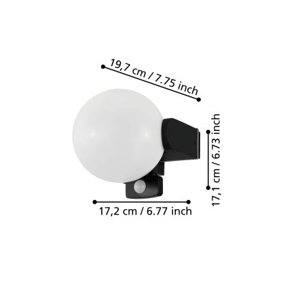 Eglo 99573 - Наружный настенный светильник с датчиком RUBIO 1xE27/15W/230V IP44