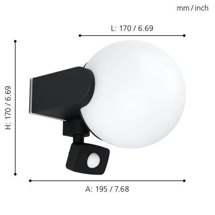 Eglo - Вуличний настінний LED світильник з датчиком 1xE27/15W/230V IP44
