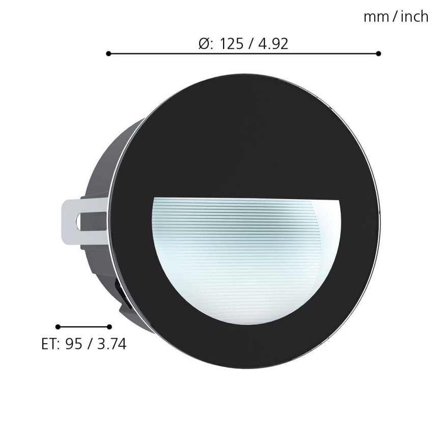 Eglo - Светодиодный уличный встраиваемый светильник ARACENA LED/2,5W/230V IP65 черный