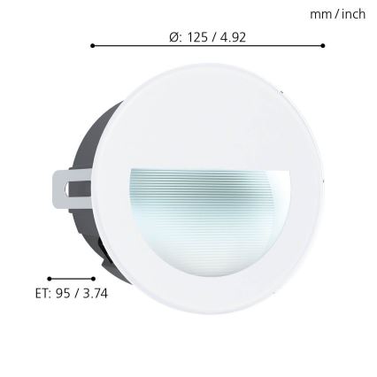 Eglo - Светодиодный уличный встраиваемый светильник ARACENA LED/2,5W/230V IP65 белый