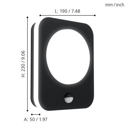 Eglo - Светодиодный уличный настенный светильник с датчиком LED/9W/230V IP44