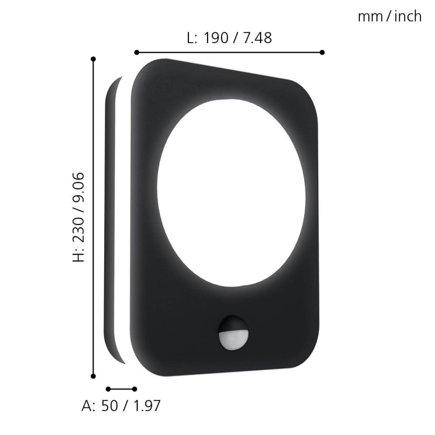 Eglo - Светодиодный уличный настенный светильник с датчиком LED/9W/230V IP44