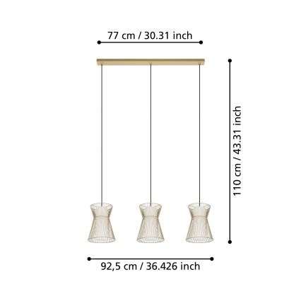 Eglo - Люстра на мотузці 3xE27/40W/230V золота