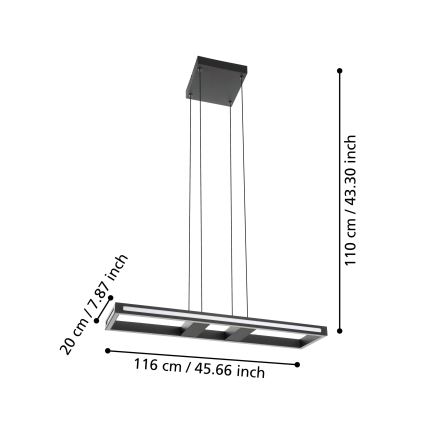 Eglo - Светодиодная подвесная люстра с регулированием яркости LED/21W/230V 2700-6500K