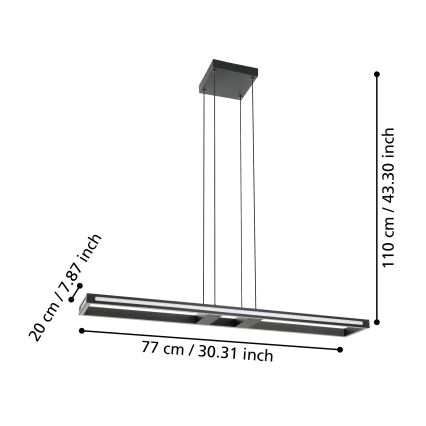 Eglo - Светодиодная подвесная люстра с регулированием яркости LED/33W/230V 2700-6500K