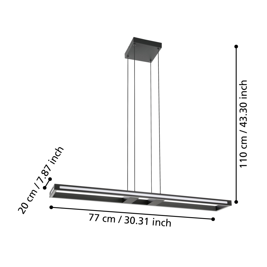 Eglo - Светодиодная подвесная люстра с регулированием яркости LED/33W/230V 2700-6500K