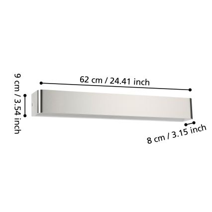 Eglo - LED Настінний світильник для ванної кімнати LED/26,5W/230V 3000K IP44 матовий хром