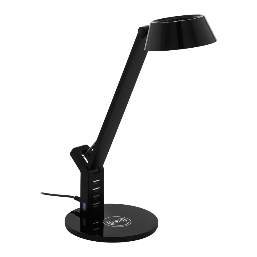 Eglo 99832 - LED сенсорная настольная лампа с диммером и беспроводной зарядкой BANDERALO LED/4,8W/230V čёрná