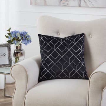 Eglo - Декоративная подушка 45x45 см черный/серебристый