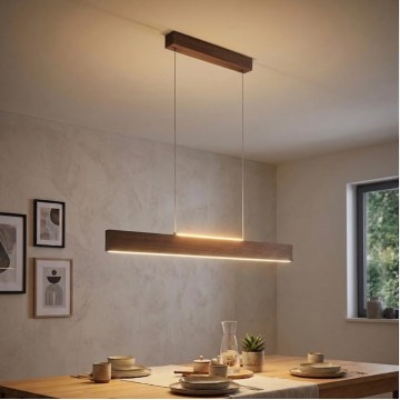 Eglo - диммируемая светодиодная люстра на тросе LED/21W/230V + LED/8,4W орех