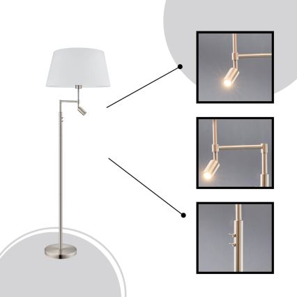 Eglo/Edi Light - Світлодіодний торшер SANTANDER 1xE27/11W/230V + LED/2,3W матовий хром