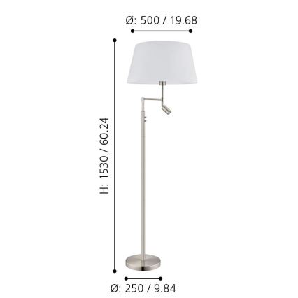 Eglo/Edi Light - Світлодіодний торшер SANTANDER 1xE27/11W/230V + LED/2,3W матовий хром