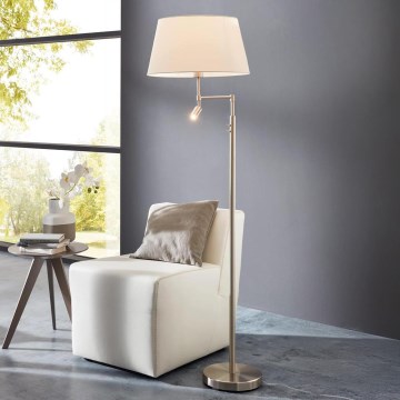 Eglo/Edi Light - Світлодіодна підлогова лампа SANTANDER 1xE27/11W/230V + LED/2,3W матовий хром