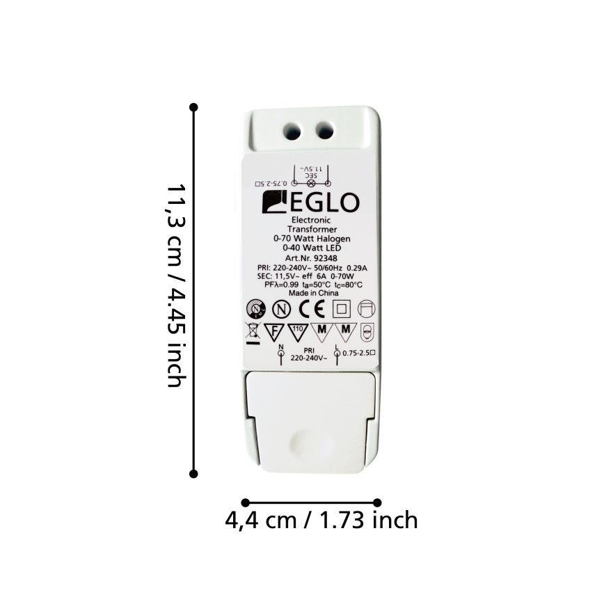 Eglo - Електричний трансформатор 70W/230V/11,5V AC