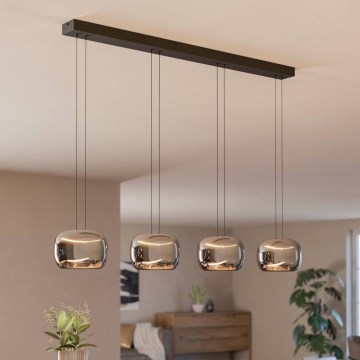 Eglo - LED диммируемая подвесная люстра на тросе 4xLED/5,8W/230V черный/дымчатый