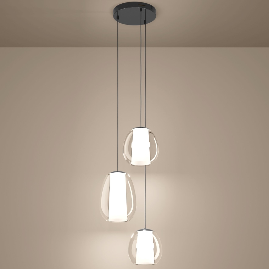 Eglo - LED диммируемая подвесная люстра на тросе LED/7W/230V + 2xLED/5,5W + 3xLED/1,6W в глянцевом хроме
