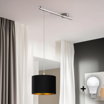 Eglo - LED Люстра на тросе CALCENA 1xE27/60W/230V хром/черный