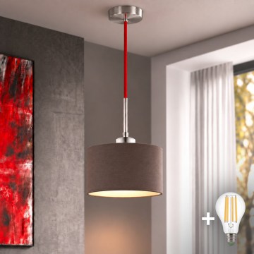 Eglo - LED-люстра на тросе TUNJA 1xE27/60W/230V Ø 20 см коричневая/красная