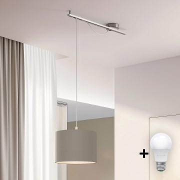 Eglo - LED Люстра на тросі CALCENA 1xE27/60W/230V хром/тауpe