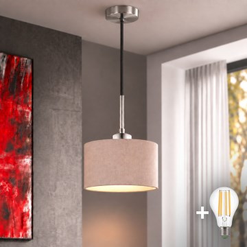 Eglo - LED люстра на тросі TUNJA 1xE27/60W/230V Ø 20 см бежево-чорна
