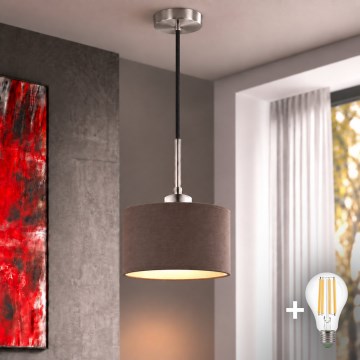 Eglo - LED люстра на тросі TUNJA 1xE27/60W/230V Ø 20 см коричневий/чорний