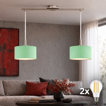Eglo - LED люстра на тросі TUNJA 2xE27/60W/230V матовий хром/зелений