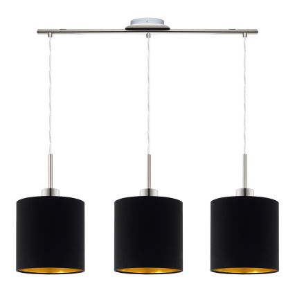 Eglo - Світлодіодна люстра на тросі TUNJA 3xE27/60W/230V чорна