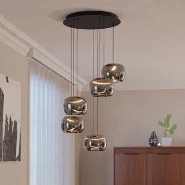 Eglo - LED-люстра с диммером на тросе 5xLED/5,8W/230V черный/дымчатый