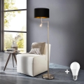 Eglo - LED напольный торшер TUNJA 1xE27/60W/230V + LED/2,1W диам. 38 см матовый хром/черный