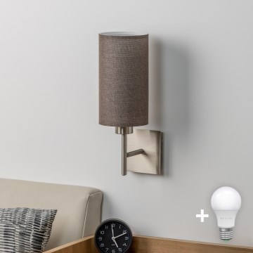 Eglo - LED Настенный светильник TUNJA 1xE27/60W/230V матовый хром/коричневый