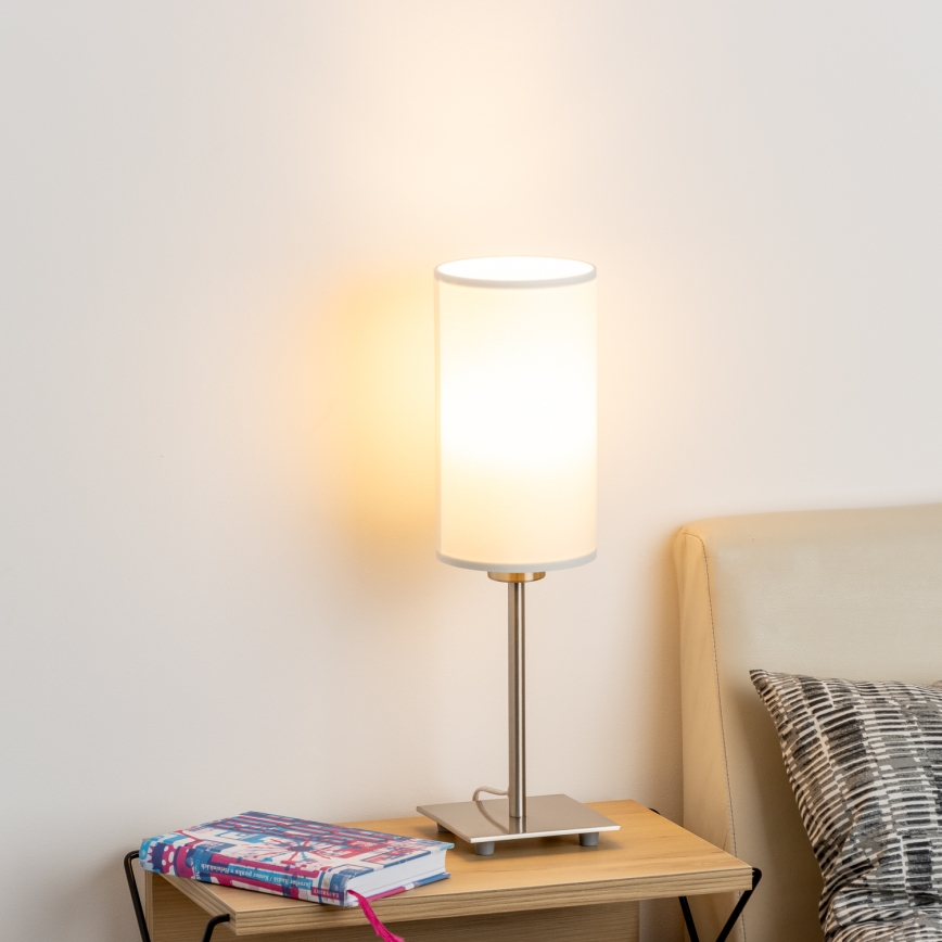 Eglo - LED  Настільна лампа TUNJA 1xE27/60W/230V 26,5 см матовий хром/білий