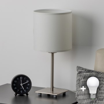 Eglo - LED  Настільна лампа TUNJA 1xE27/60W/230V 26,5 см матовий хром/білий