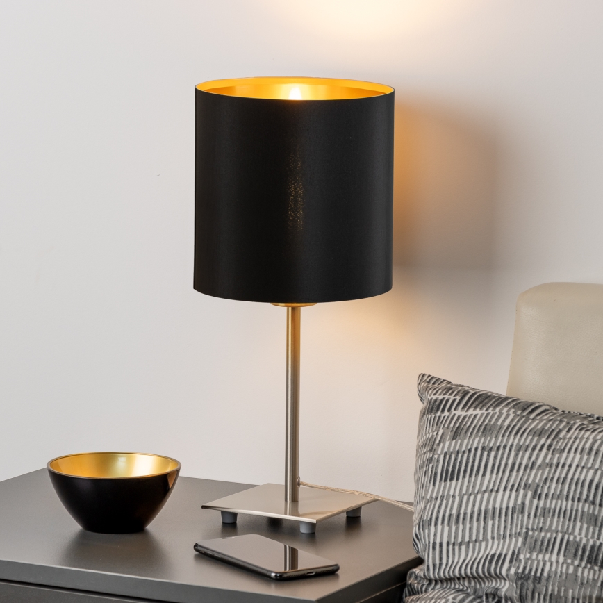 Eglo - LED  Настільна лампа TUNJA 1xE27/60W/230V 26,5 см матовий хром/чорний