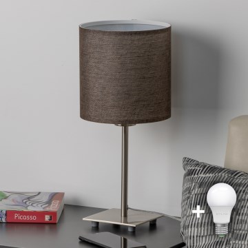 Eglo - LED  Настільна лампа TUNJA 1xE27/60W/230V 26,5 см матовий хром/коричневий
